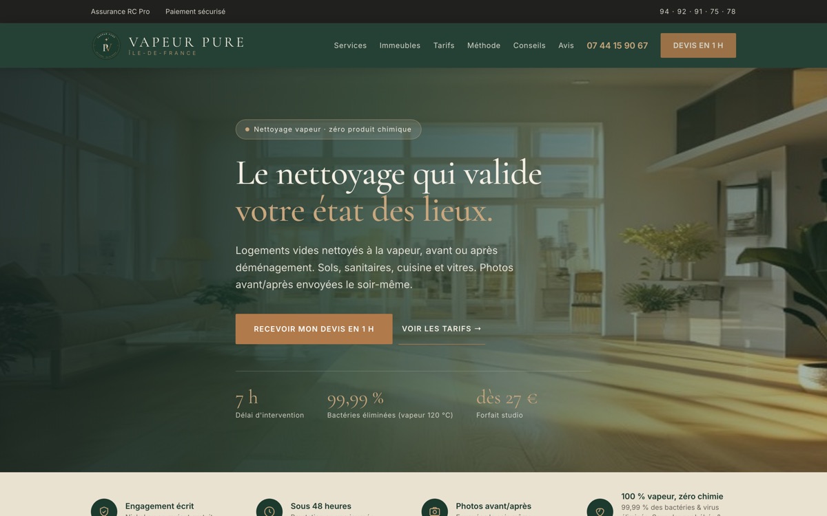 Site Vapeur Pure — nettoyage vapeur en Île-de-France